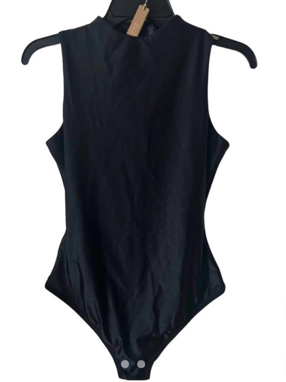 NWT SKIMS Disco Sleeveless Mock Neck Bodysuit in Onyx